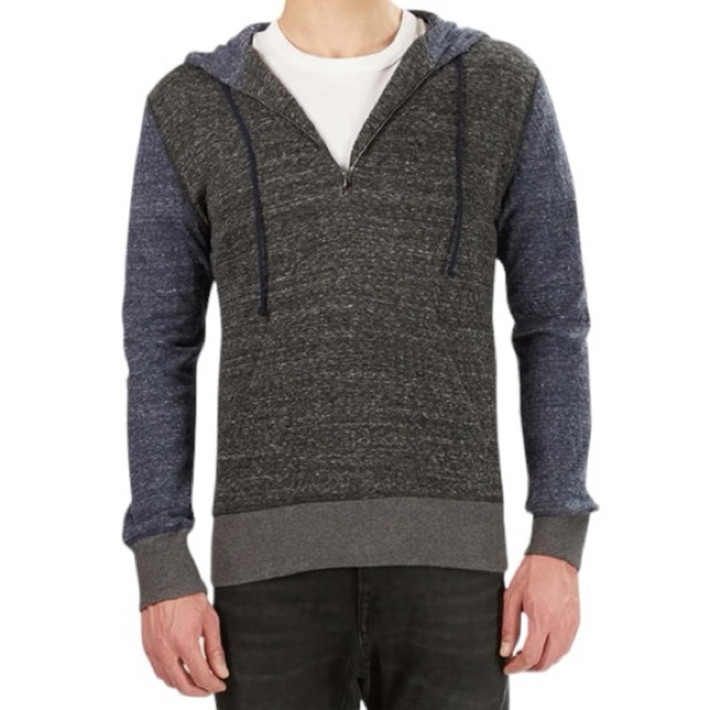 Blue & Cream 1/4 Zip Grey and Blue Hoodie